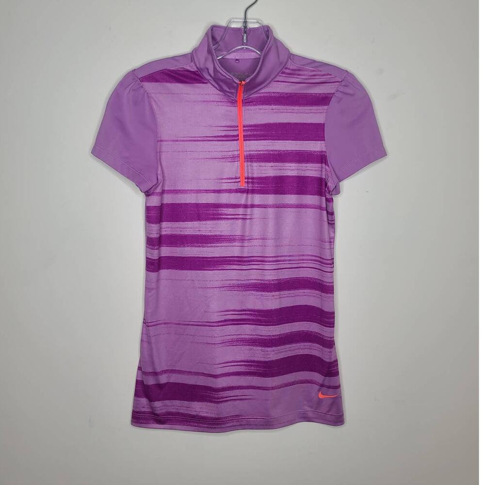 Nike Golf Tour performance dri-fit purple stripe short sleeve polo shirt - XS